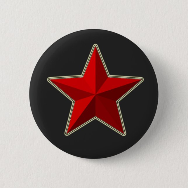 Badge Rond 5 Cm Bouton rouge d'étoile (Devant)