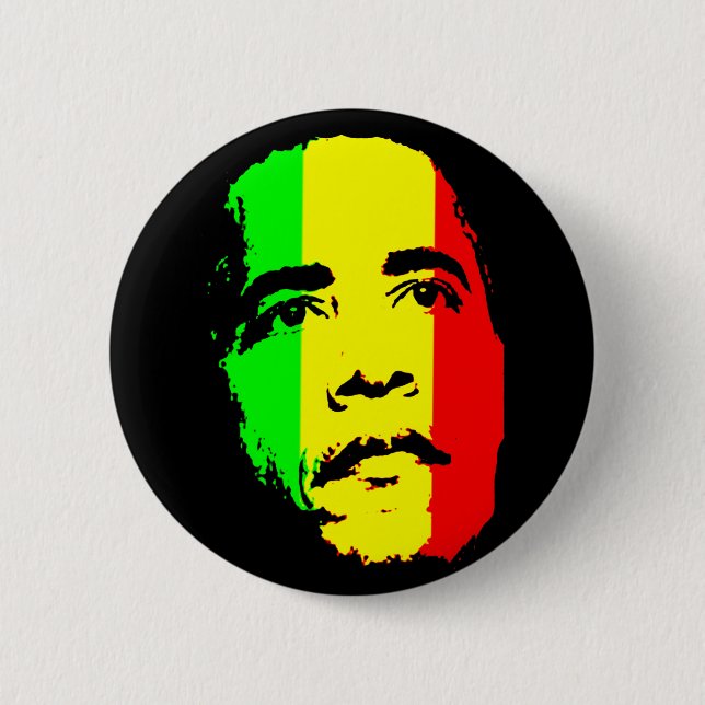 Badge Rond 5 Cm Bouton rouge d'or vert d'Obama (Devant)
