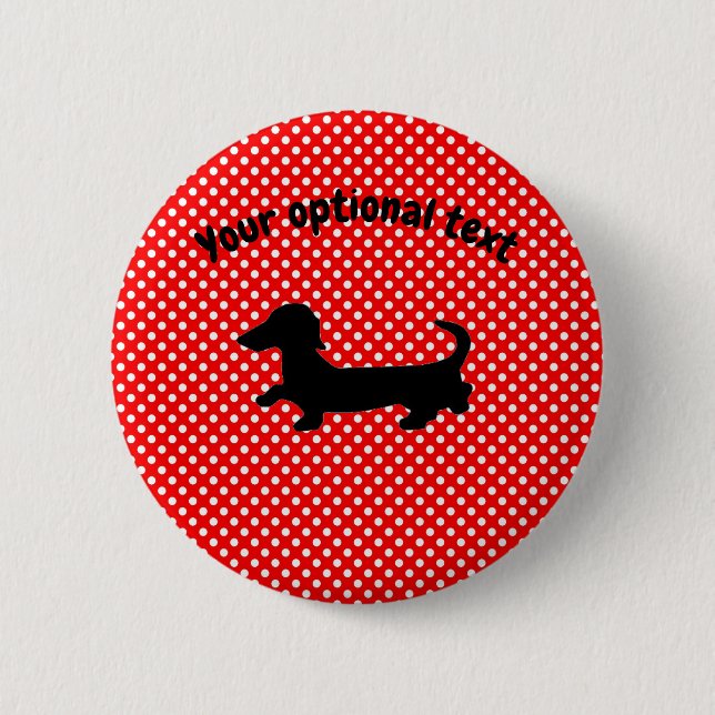 Badge Rond 5 Cm Bouton rouge et blanc Dachshund (Devant)