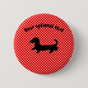 Badge Rond 5 Cm Bouton rouge et blanc Dachshund