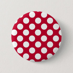 Badge Rond 5 Cm Bouton rouge et blanc de à petits pois