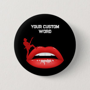 Badge Rond 5 Cm Bouton Rouge et Guitariste Patches noires