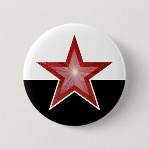 Badge Rond 5 Cm bouton rouge étoile blanc noir