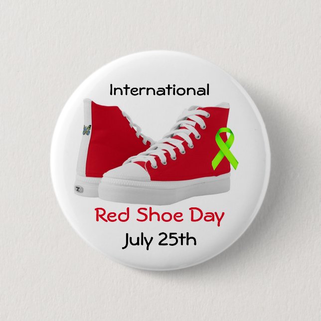 Badge Rond 5 Cm Bouton rouge international de jour de chaussure (Devant)