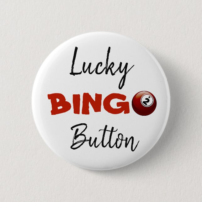 Badge Rond 5 Cm Bouton Rouge Lucky BINGO (Devant)