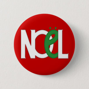 Badge Rond 5 Cm Bouton rouge NOEL