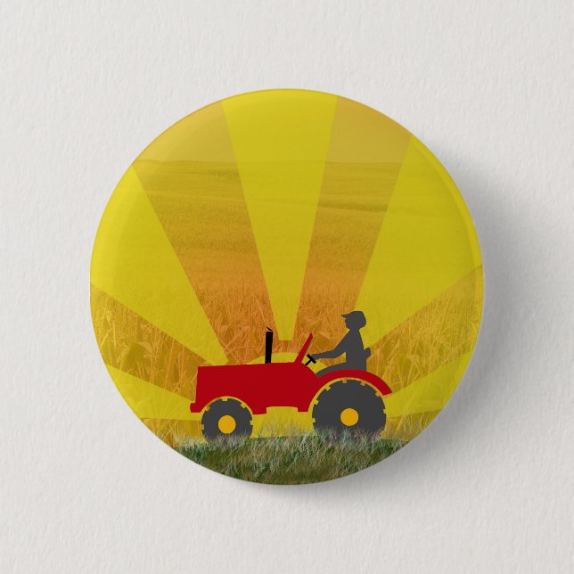 Badge Rond 5 Cm Bouton rouge ou vert de tracteur (Devant)