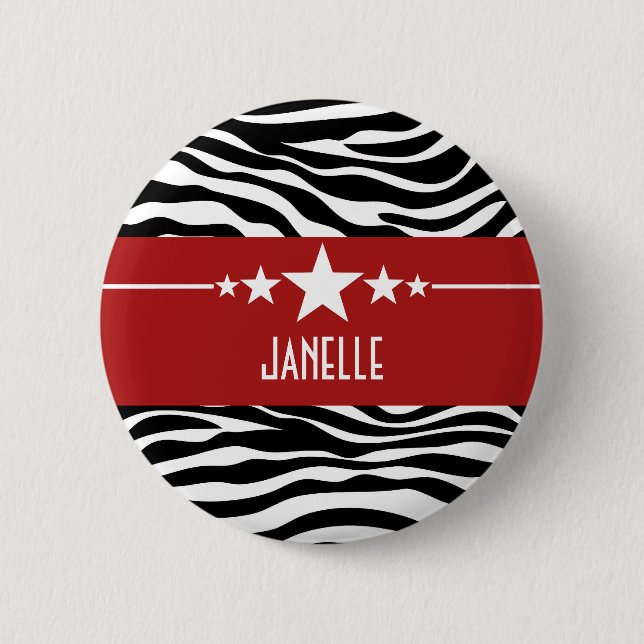 Badge Rond 5 Cm Bouton rouge Sassy Star Zebra (Devant)