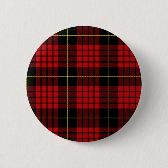 Badge Rond 5 Cm Bouton rouge Tartan (Devant)