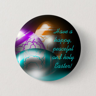 Badge Rond 5 Cm Bouton rougeoyant d'oeufs de pâques