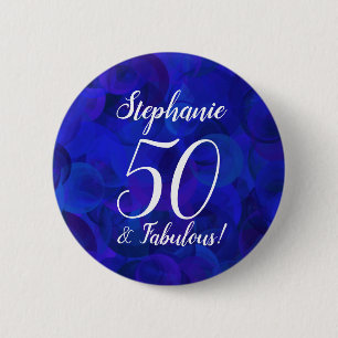 Badge Rond 5 Cm Bouton Royal Blue 50 et fabuleux fête d'anniversai