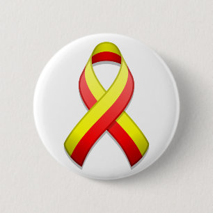 Badge Rond 5 Cm Bouton ruban de sensibilisation rouge et jaune