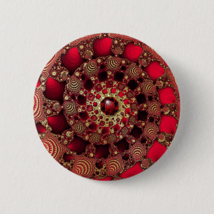 Badge Rond 5 Cm Bouton Rubies & Gold
