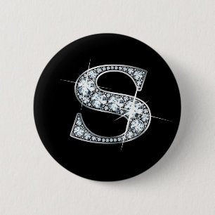 Badge Rond 5 Cm Bouton "S" Diamond Bling