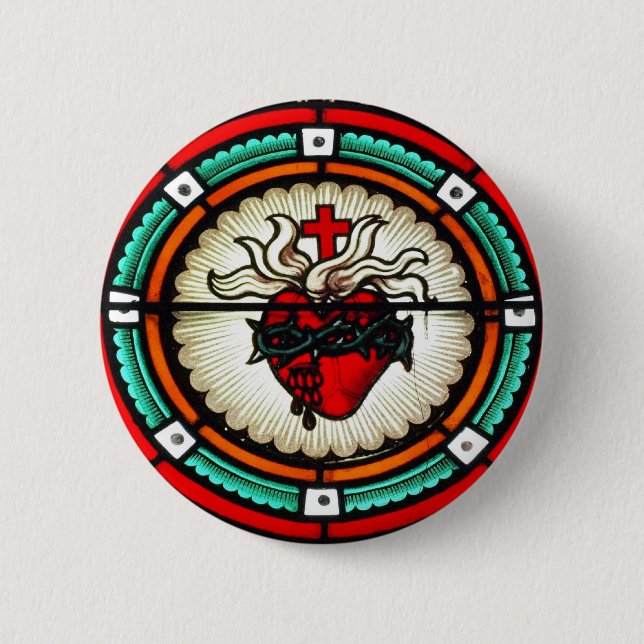 Badge Rond 5 Cm Bouton sacré de coeur (Devant)