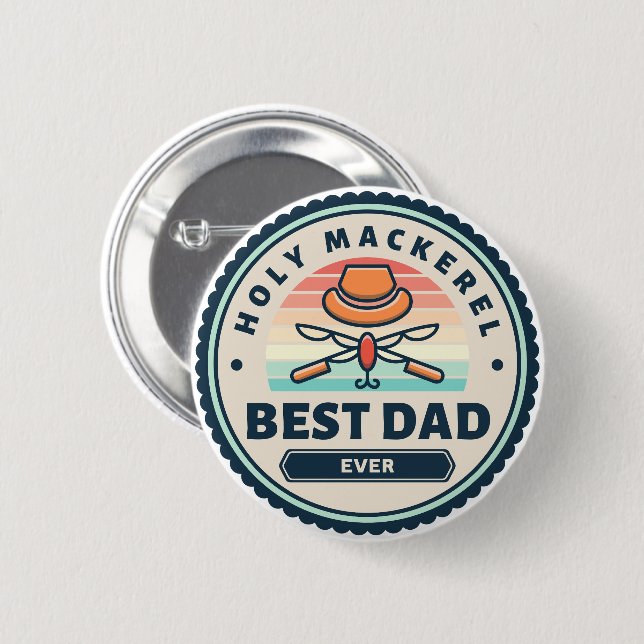 Badge Rond 5 Cm Bouton - Saint-Maquereau ! Meilleur papa jamais (Devant & derrière)