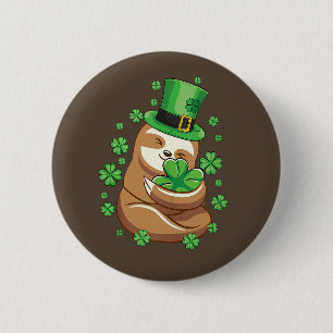 Badge Rond 5 Cm Bouton Saint Patrick's Day Sloth