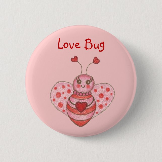 Badge Rond 5 Cm Bouton Saint Valentin (Devant)