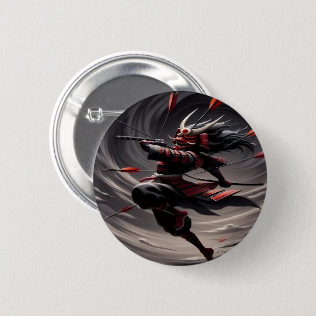 Badge Rond 5 Cm Bouton Samurai SwordPlay (Devant & derrière)