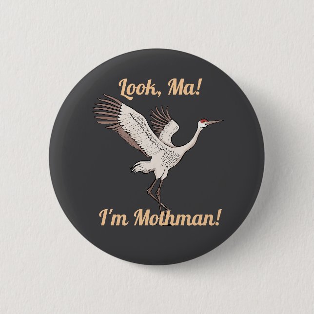 Badge Rond 5 Cm Bouton Sandhill Crane Mothman (Devant)