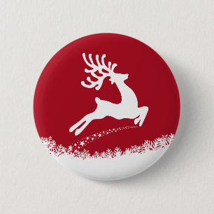 Badge Rond 5 Cm Bouton Saupoudrer Reindeer