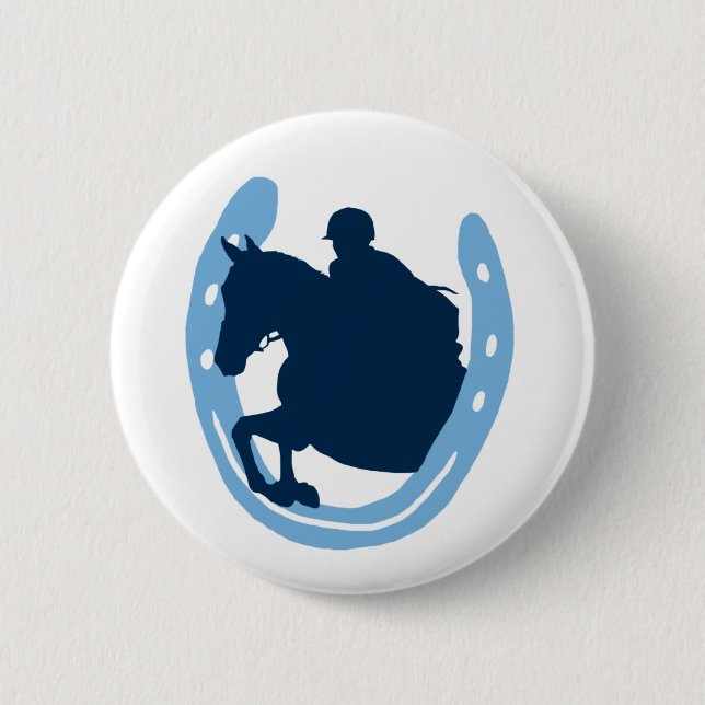 Badge Rond 5 Cm Bouton sautant en fer à cheval de cheval (Devant)