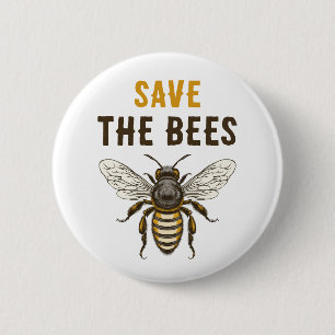 Badge Rond 5 Cm Bouton Sauver les abeilles avec abeille à miel vin