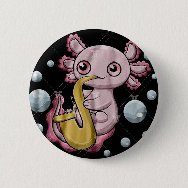 Badge Rond 5 Cm Bouton Saxolotl (Devant)