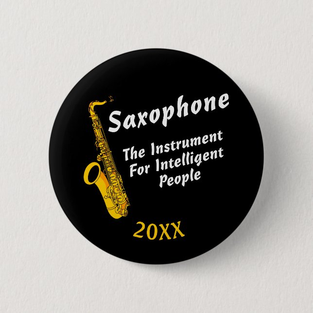 Badge Rond 5 Cm Bouton Saxophone intelligent (Devant)