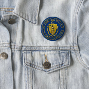 Badge Rond 5 Cm Bouton Sceau d'état du Massachusetts