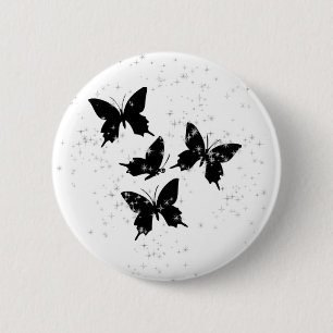 Badge Rond 5 Cm Bouton scintillant de papillon