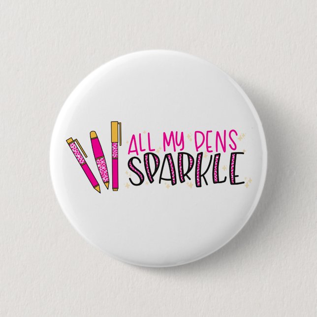 Badge Rond 5 Cm BOUTON scintillant des stylos WCP (Devant)
