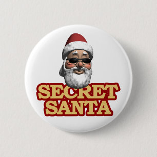 Badge Rond 5 Cm Bouton secret de Père Noël