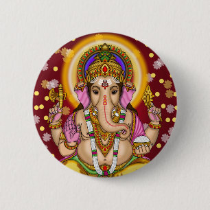 Badge Rond 5 Cm Bouton Seigneur Ganesha