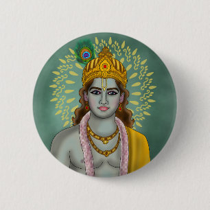Badge Rond 5 Cm Bouton Seigneur Krishna