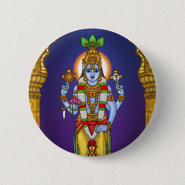 Badge Rond 5 Cm Bouton Seigneur Vishnu (Devant)