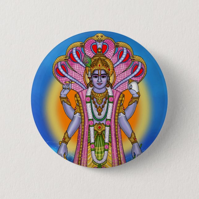 Badge Rond 5 Cm Bouton Seigneur Vishnu (Devant)