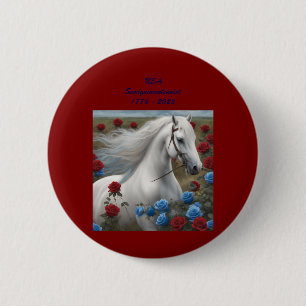 Badge Rond 5 Cm Bouton semi-quincentenaire d'étalon blanc