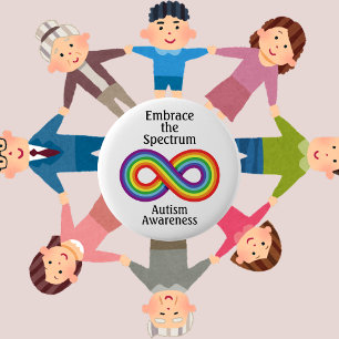 Badge Rond 5 Cm Bouton Sensibilisation sur l'autisme arc-en-ciel i