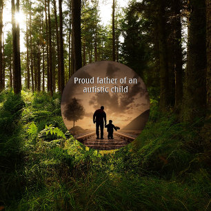 Badge Rond 5 Cm Bouton Sensibilisation sur l'autisme père et enfan