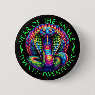 Badge Rond 5 Cm Bouton Serpent Année 2025