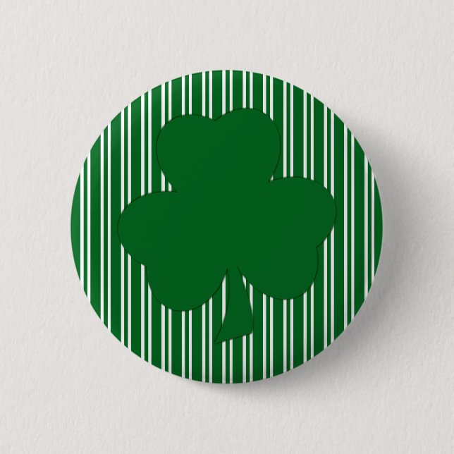 Badge Rond 5 Cm Bouton Shamrock à rayures vertes (Devant)