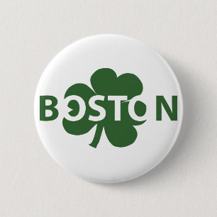 Badge Rond 5 Cm Bouton Shamrock irlandais de Boston