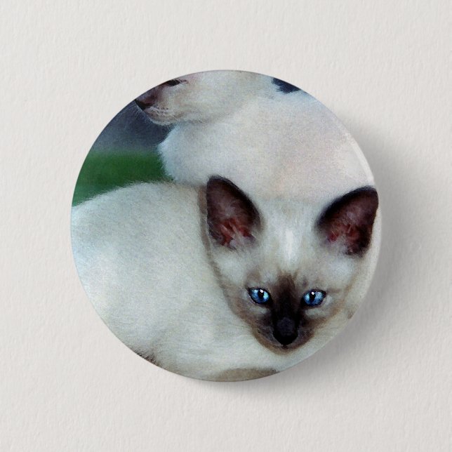 Badge Rond 5 Cm Bouton Siamese Kittens (Devant)