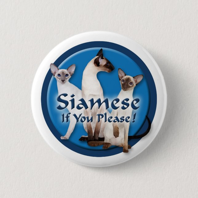 Badge Rond 5 Cm Bouton siamois d'aquarelle (Devant)