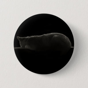 Badge Rond 5 Cm Bouton Silhouette Chat couché