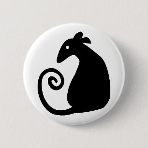 Badge Rond 5 Cm bouton Silhouette de rat