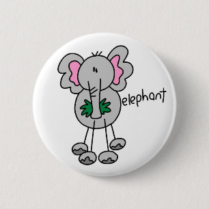 Badge Rond 5 Cm Bouton Silhouette d'Éléphant