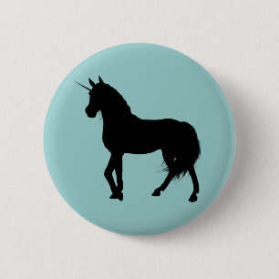 Badge Rond 5 Cm Bouton Silhouette Unicorne