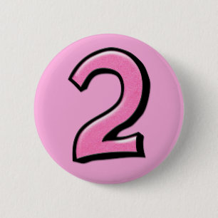 Badge Rond 5 Cm Bouton Silly Numbers 2 rose